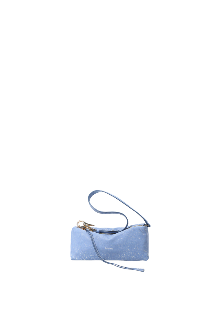 RABEANCO Clip Clutch Bag - Suede Stingray Skin Printed Baby Blue