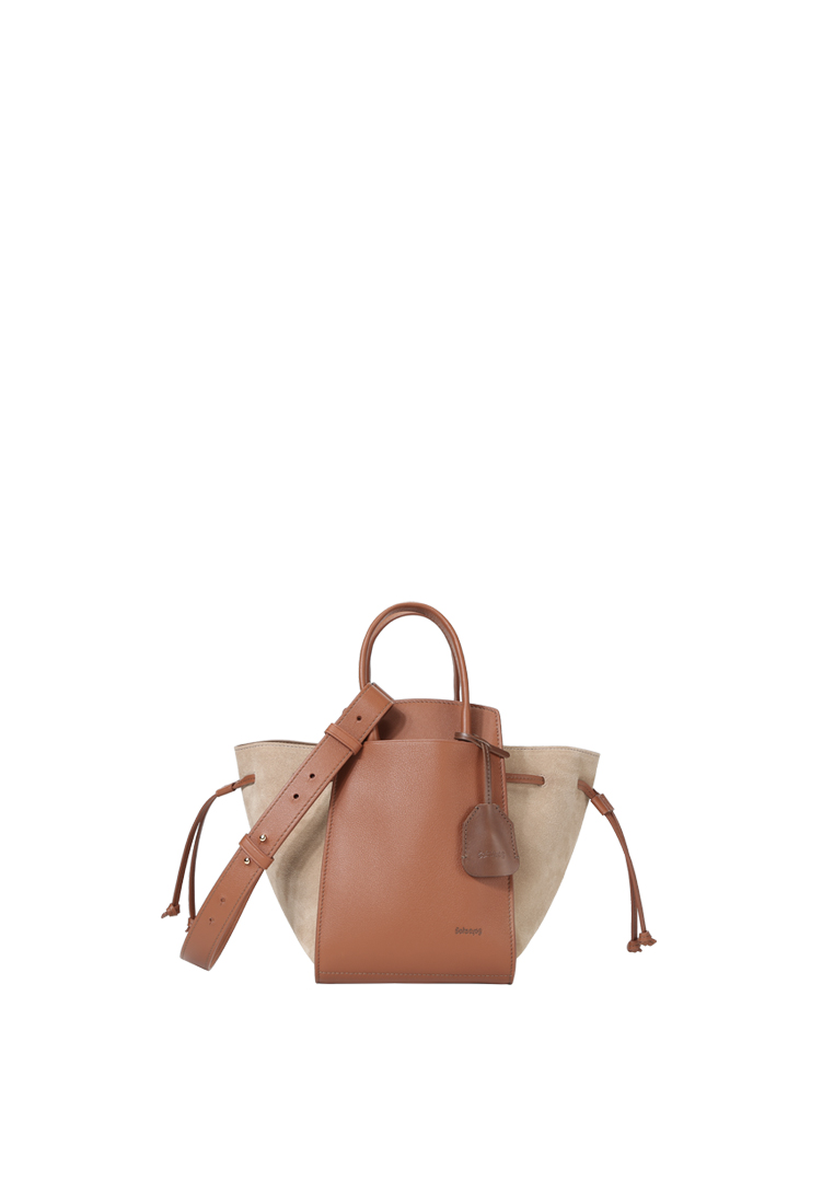 RABEANCO LU-II Ruched Top Handle Bag - Caramel
