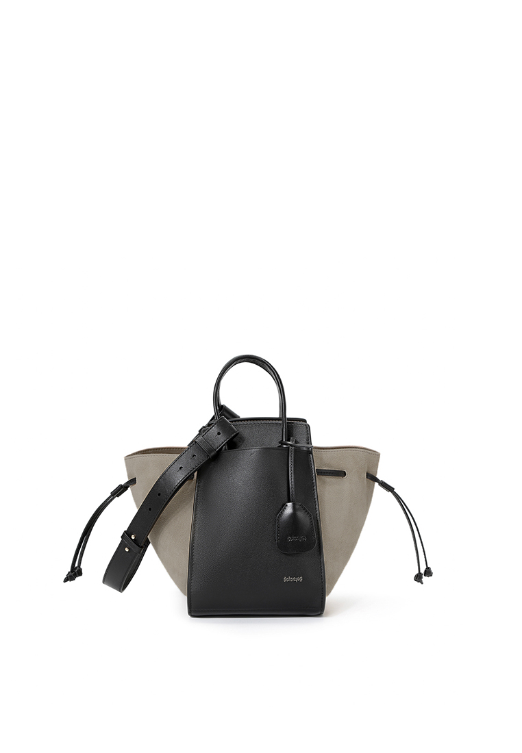 RABEANCO LU-II Ruched Top Handle Bag - Black
