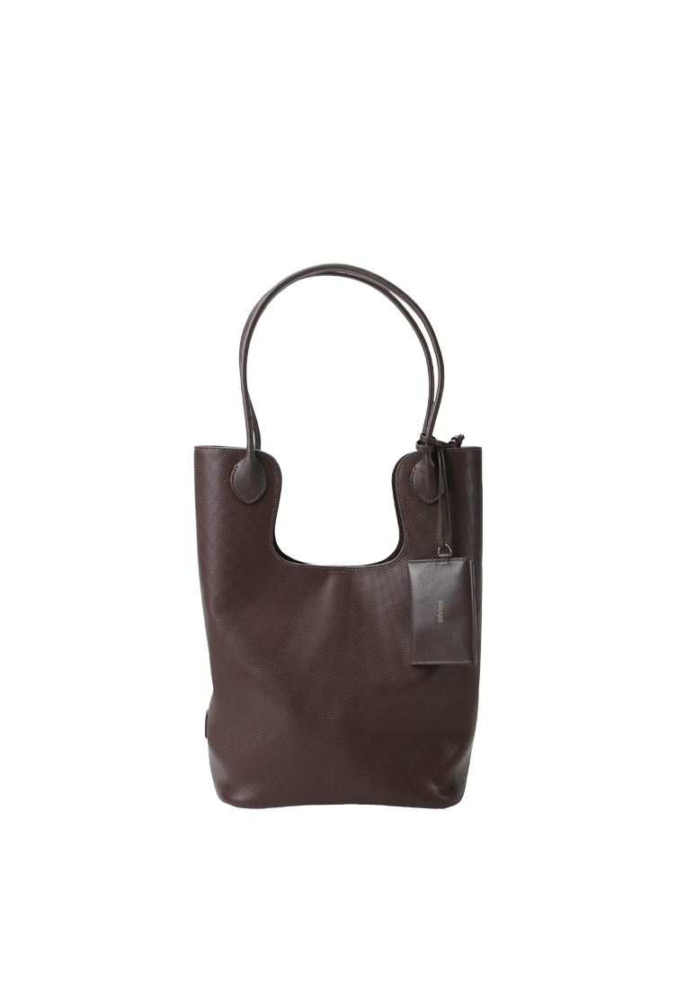 RABEANCO Puzzle Cutout Shoulder Tote Bag - Cacao