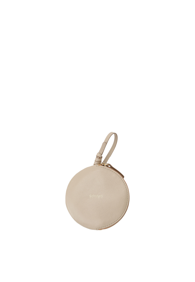RABEANCO Strap Round Zip Card Case - Almond