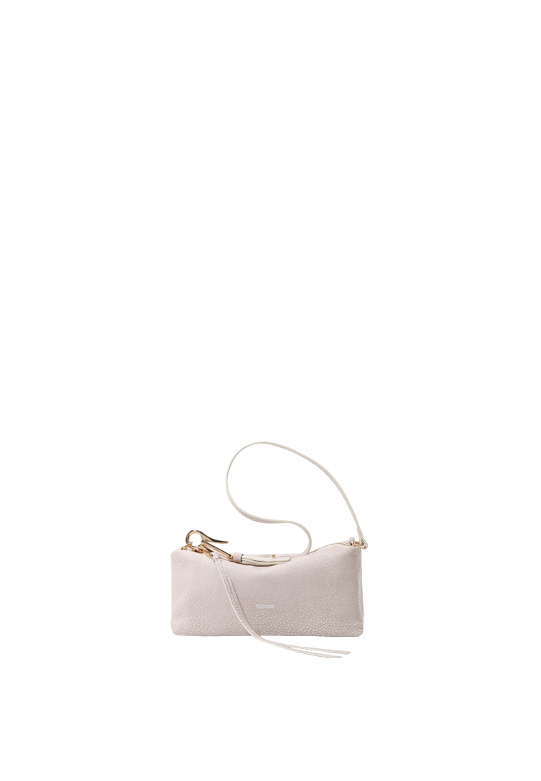 RABEANCO Clip Clutch Bag - Suede Stingray Skin Printed Sakura Pink