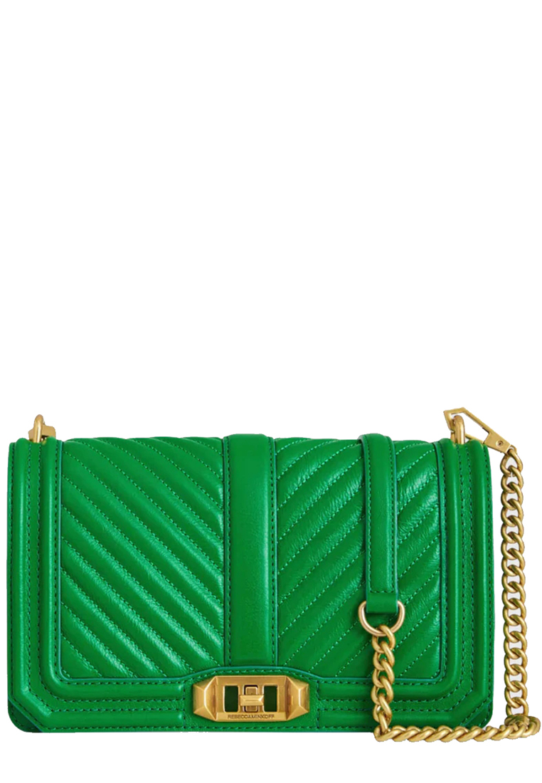 REBECCA MINKOFF Chevron Quilted Love Crossbody Bag in Envy HH20TCQX08