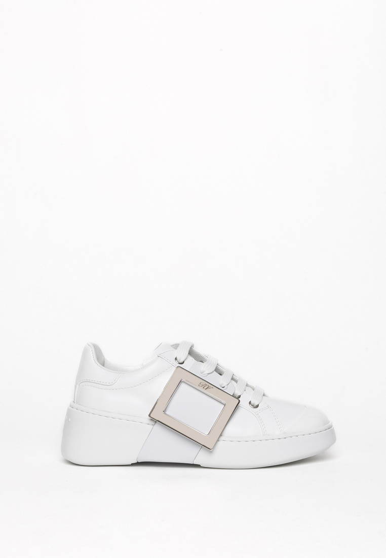 Roger Vivier Viv' Skate Metal Buckle In Soft Leather Sneakers