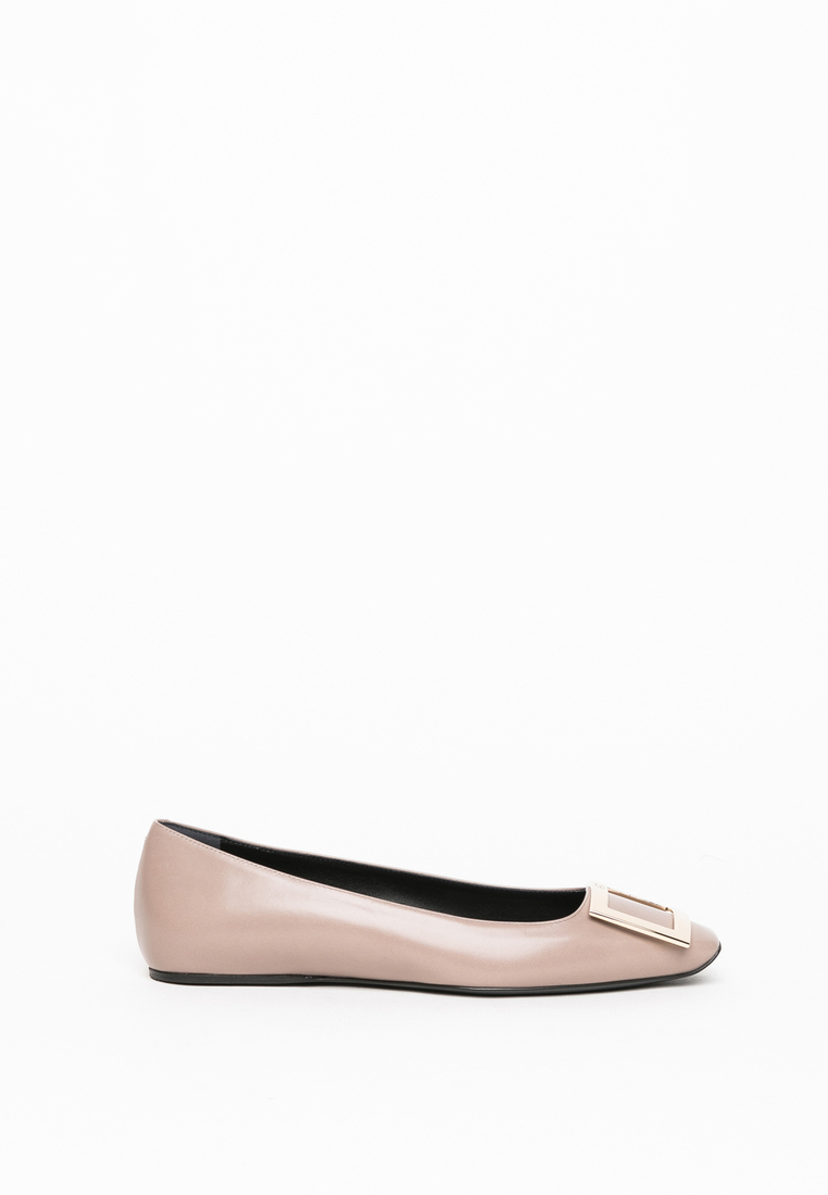 Roger Vivier Trompette Metal Buckle Ballerinas In Leather Flats