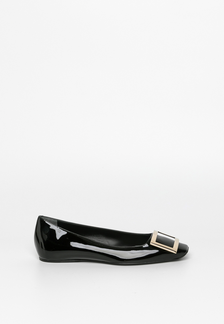Roger Vivier Trompette Metal Buckle Ballerinas In Patent Leather Flats