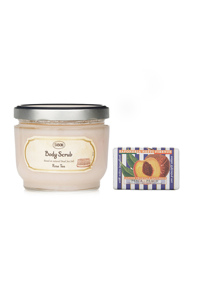 Sabon SABON - Sabon Body Scrub - Rose Tea & Nesti Dante Le Deliziose Natural Soap - Peach 2pcs