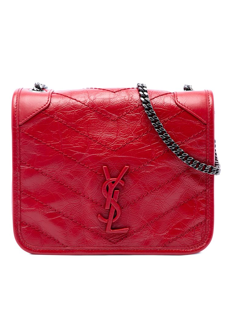 SAINT LAURENT Pre-Loved Saint Laurent Crinkled Calfskin Niki Wallet On Chain