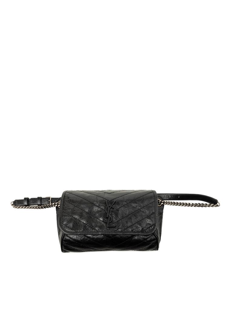 SAINT LAURENT Pre-Loved Saint Laurent Crinkled Calfskin Monogram Niki Belt Bag