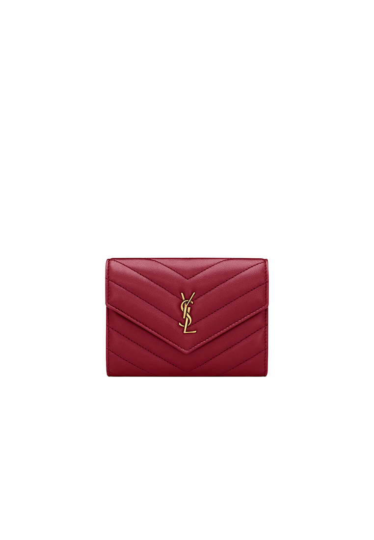 SAINT LAURENT Yves Saint Laurent Cassandre Tri-Fold Wallet in Red