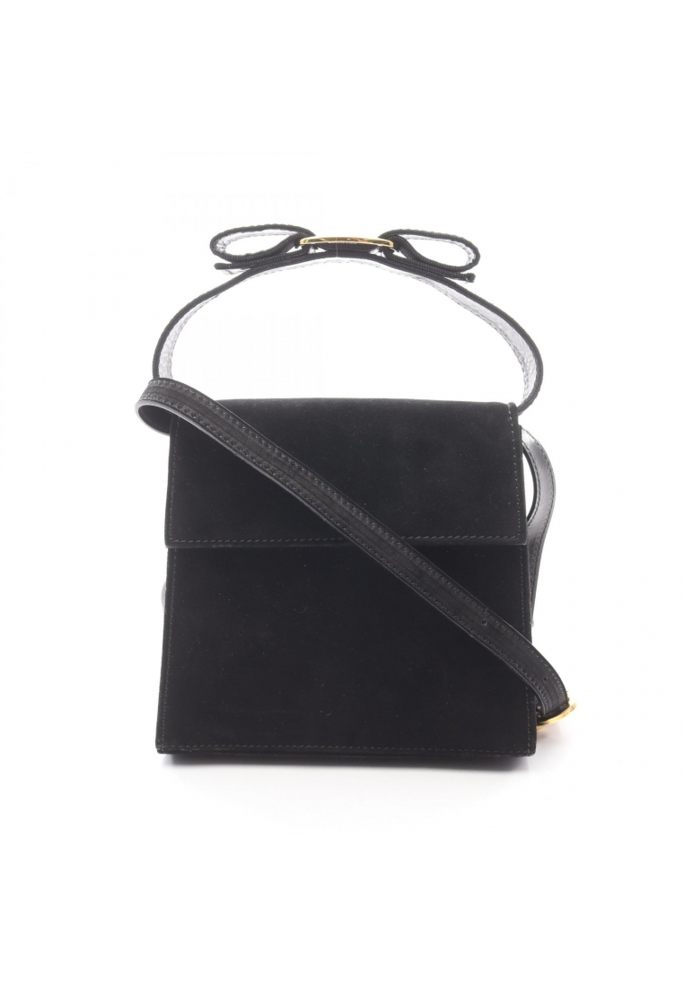 Salvatore Ferragamo Pre-Loved Salvatore Ferragamo vara ribbon 2WAY Handbag suede black