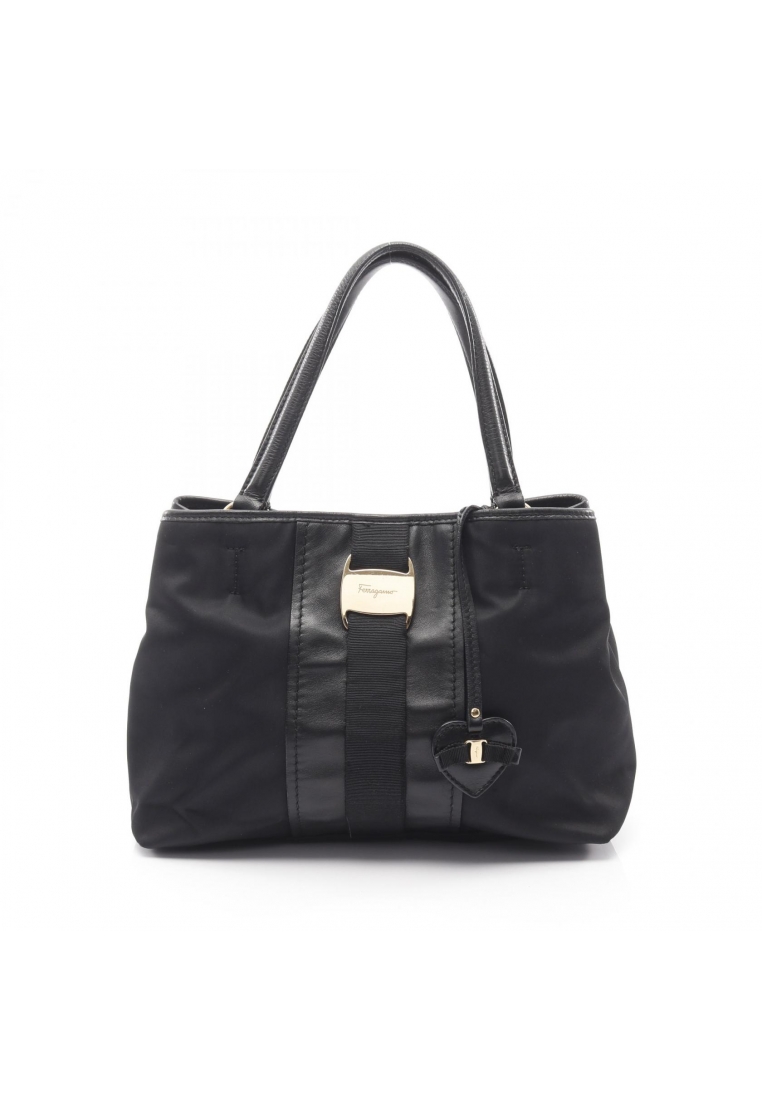 Salvatore Ferragamo Pre-Loved Salvatore Ferragamo vara ribbon Handbag Nylon leather black