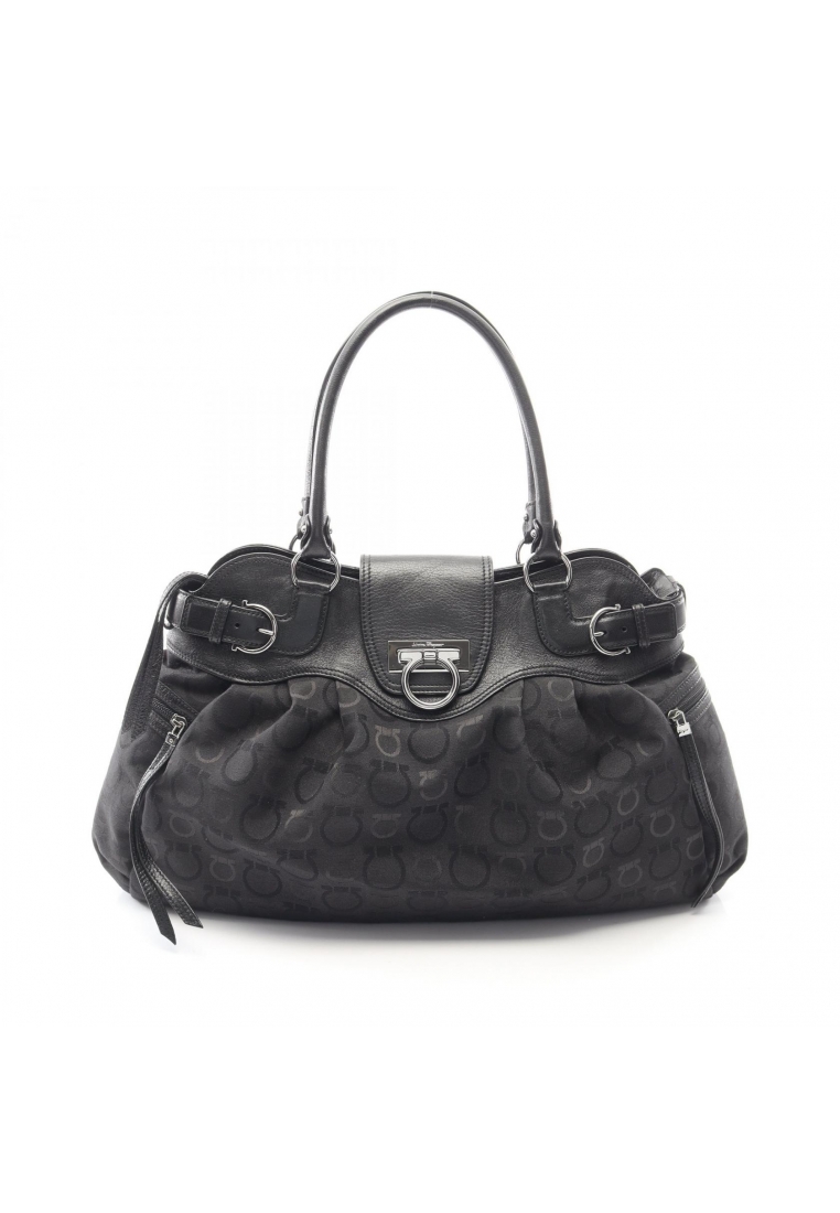 Salvatore Ferragamo Pre-Loved Salvatore Ferragamo Gancini Handbag tote bag canvas leather black