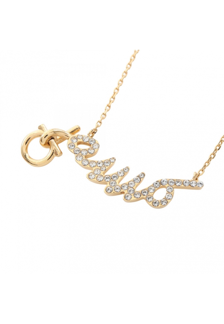 Salvatore Ferragamo Pre-Loved Salvatore Ferragamo AMO Gancini necklace GP Rhinestone gold clear