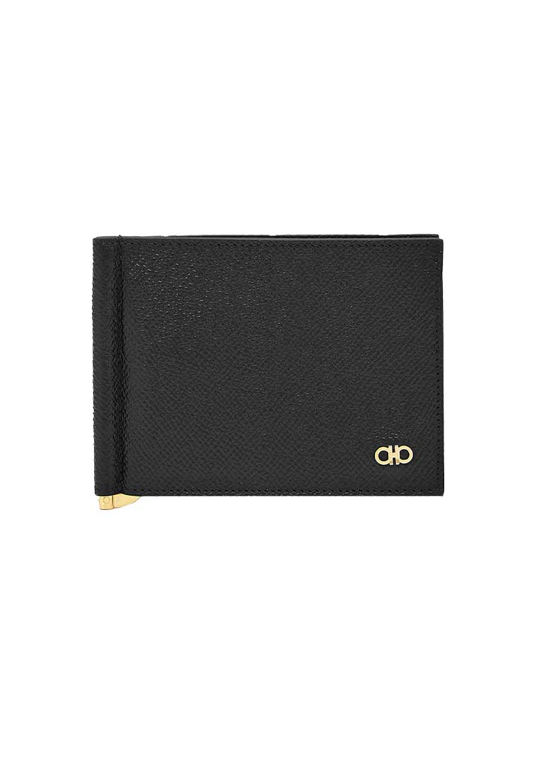 Salvatore Ferragamo Gancini Men's Wallet With Money Clip Black 776473