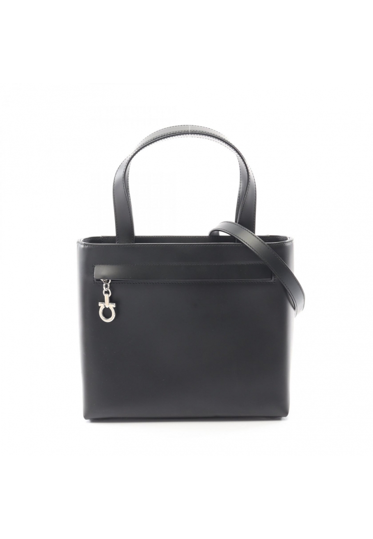 Salvatore Ferragamo Pre-Loved Salvatore Ferragamo Gancini Handbag leather black 2WAY