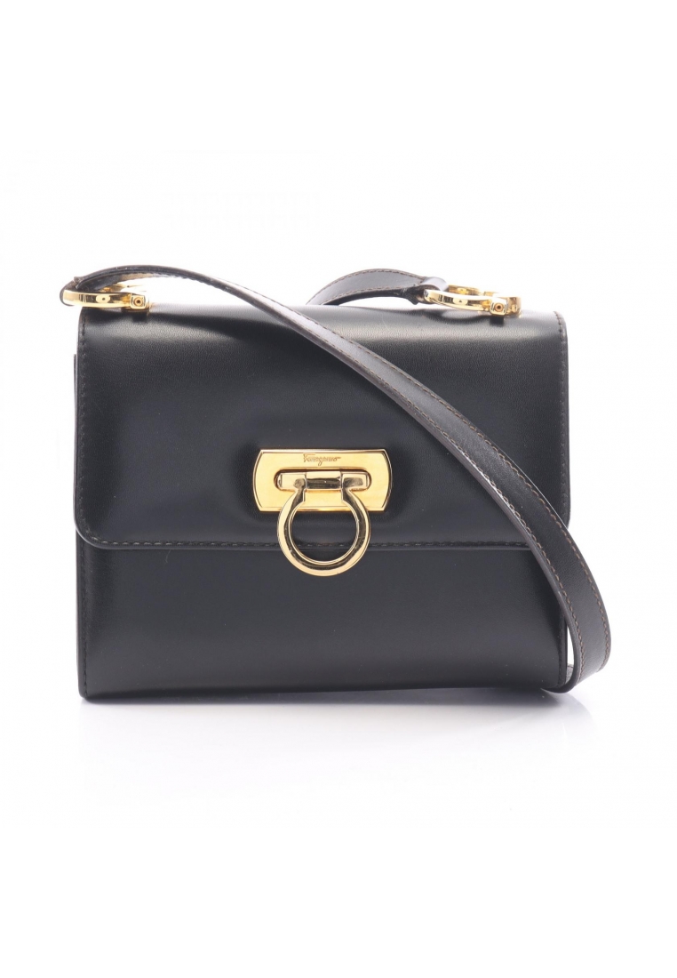 Salvatore Ferragamo Pre-Loved Salvatore Ferragamo Gancini Shoulder bag leather black
