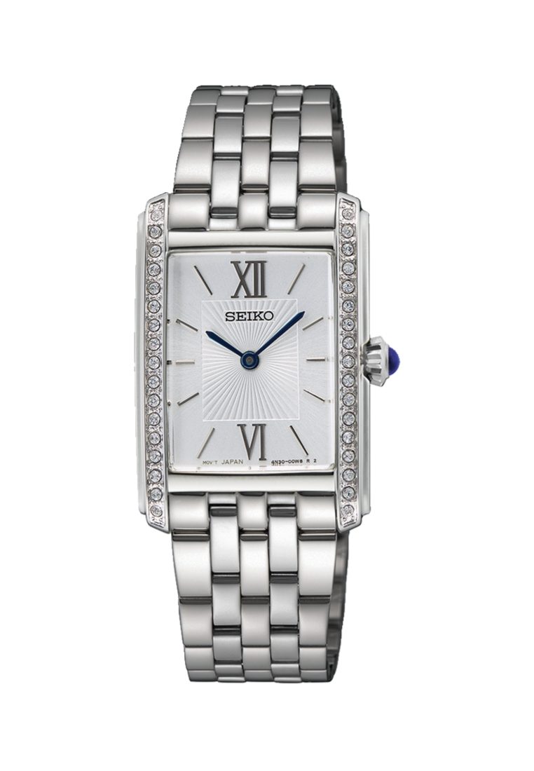 Seiko Seiko Lady Classic Collection Rectangle Case Silver Dial Stainless Steel Band Quartz Watch SWR
