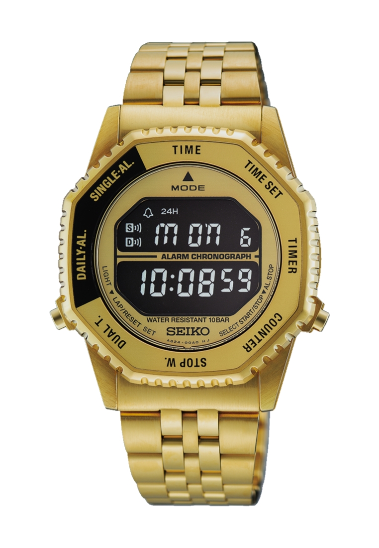 Seiko Seiko Rotocall Re-issue Digital Quartz Watch In Soothing Gold Color Stainless Steel Band HFL00
