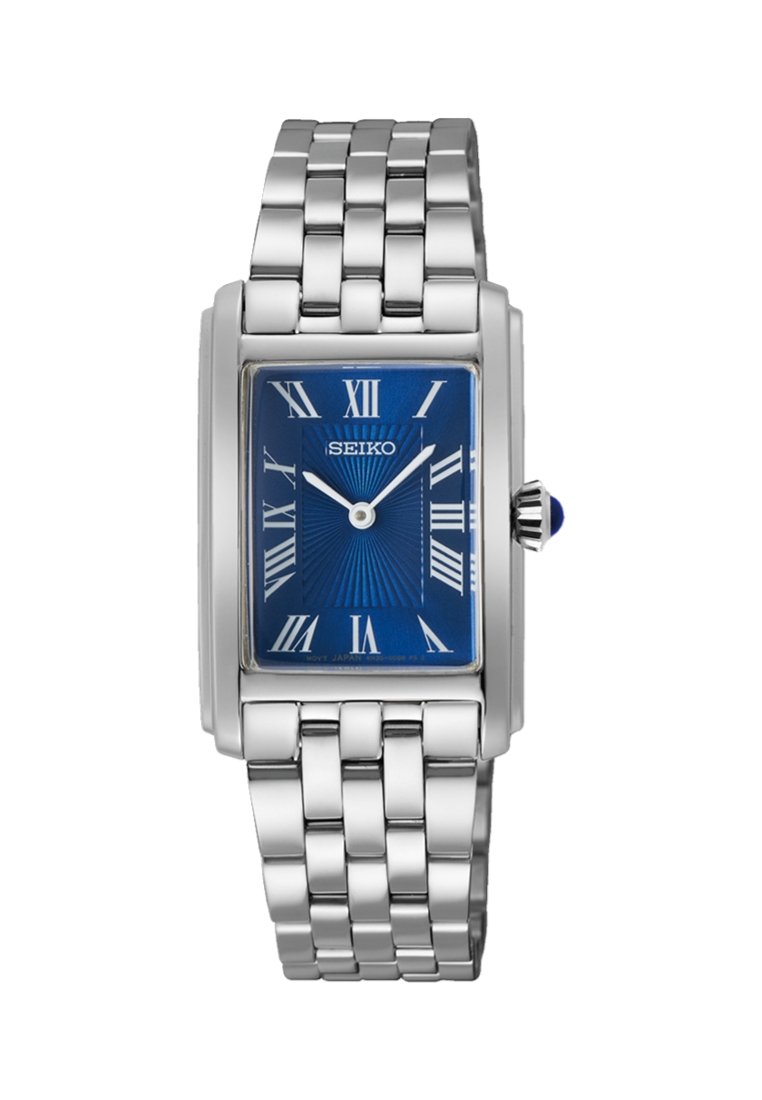 Seiko Seiko Lady Essentials Collection Rectangular Case Classic Blue Dial Stainless Steel Band Quart