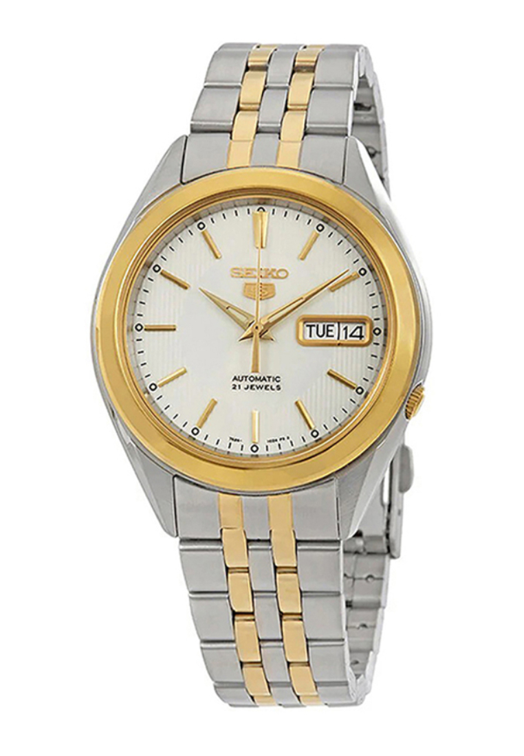 Seiko Men's Automatic Watch SNKL24J Silver and Gold Stainless Steel Strap