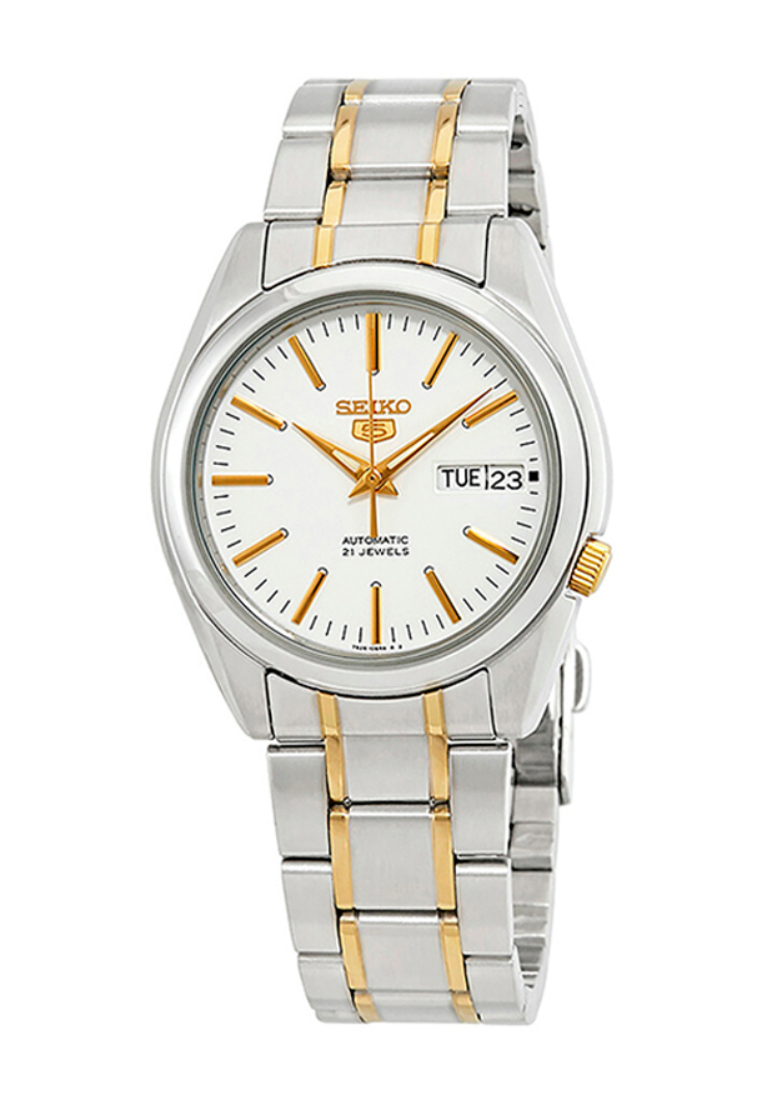 Seiko Men's Automatic Watch SNKL47J Silver and Gold Stainless Steel Strap