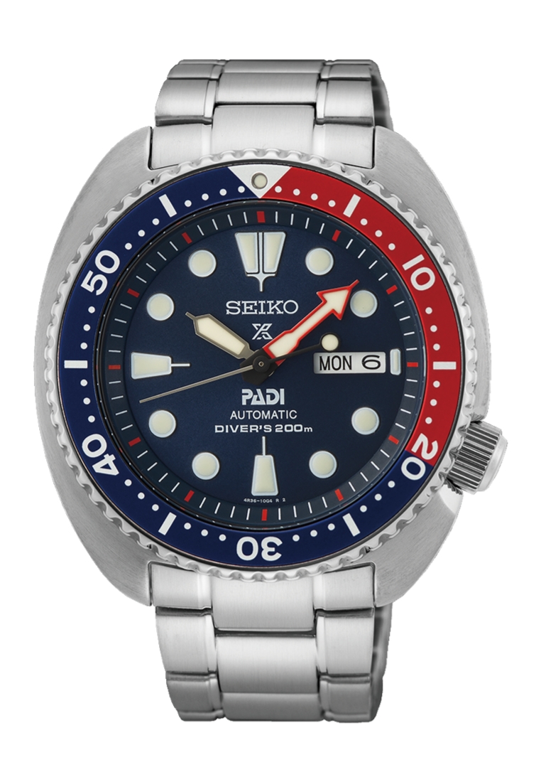Seiko Seiko Prospex 'Turtle' PADI Special Edition Blue Dial With Red & Blue Bezel Stainless Steel Ba