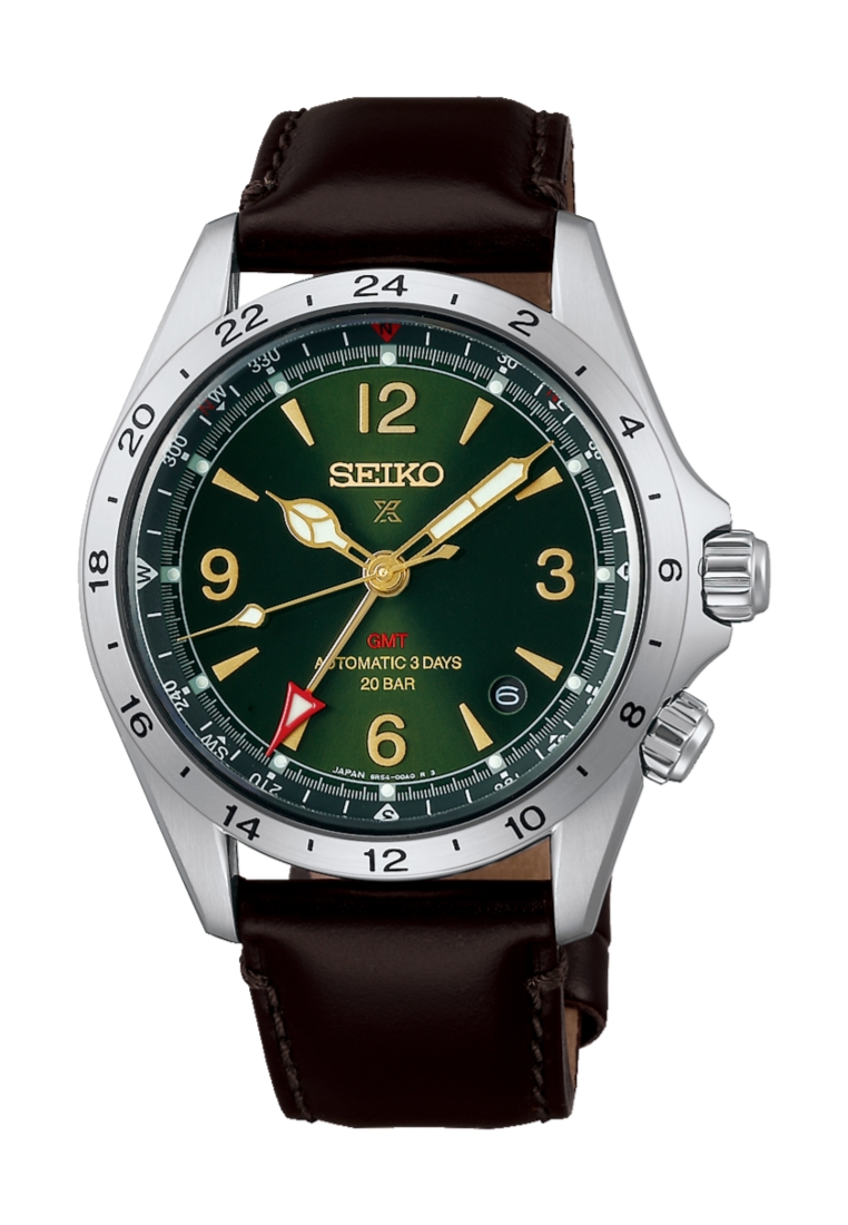 Seiko Seiko Prospex Alpinist Mechanical GMT In Green Dial Dark Brown Cow Leather Band 3 Days Automat