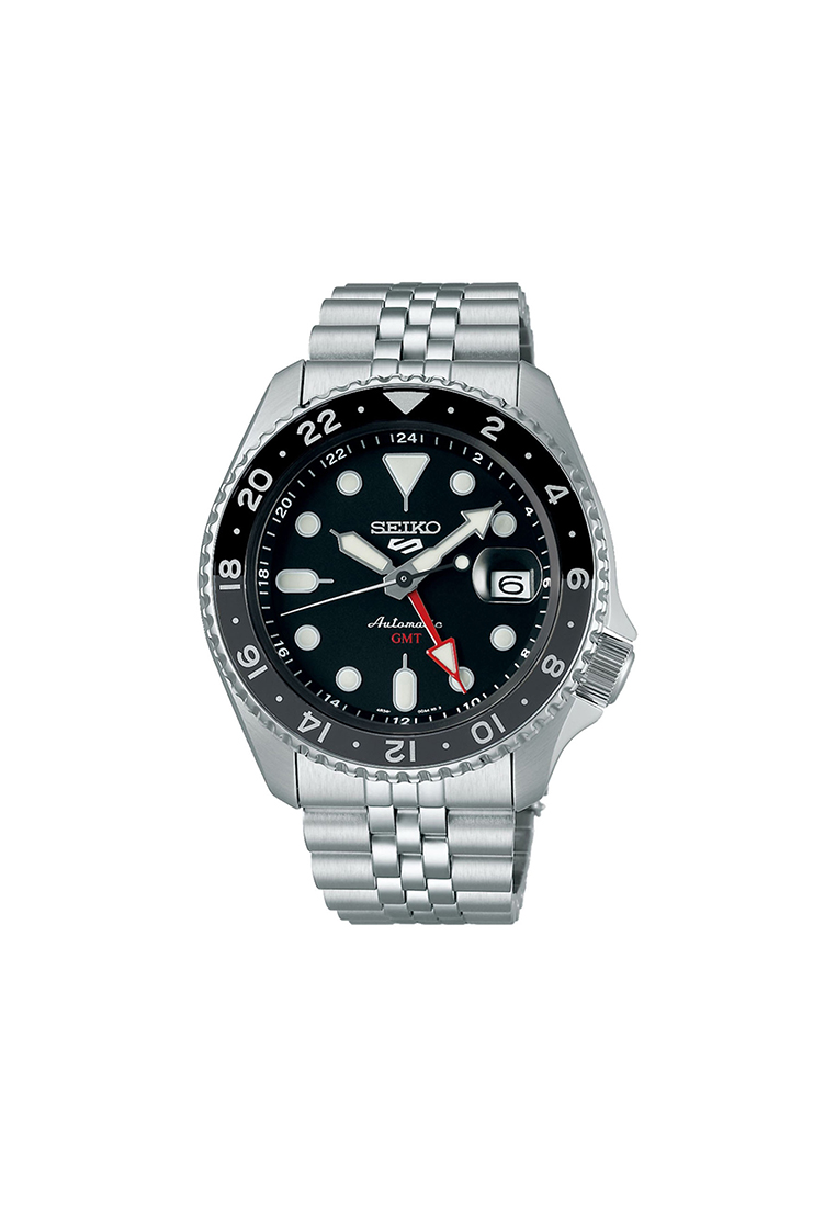 Seiko GMT SSK001K1 Automatic Men's Watch | Black Dial with Silver Stainless Steel Band