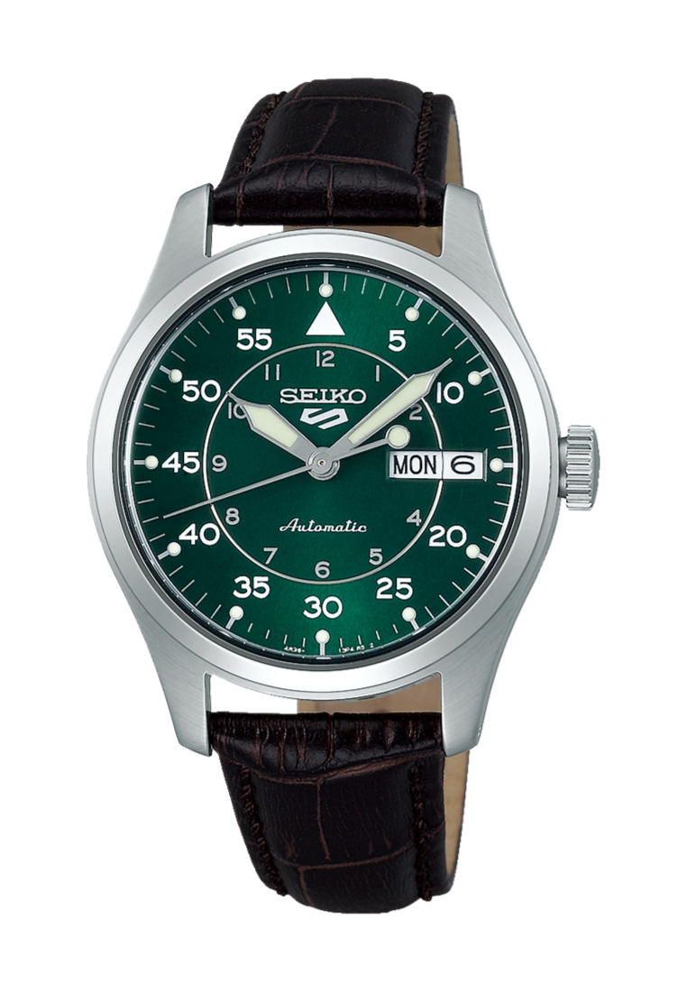 Seiko Seiko 5 Sports Field Series ‘Kelly Green Flieger’ Suit Style Green Dial Brown Leather Band Aut