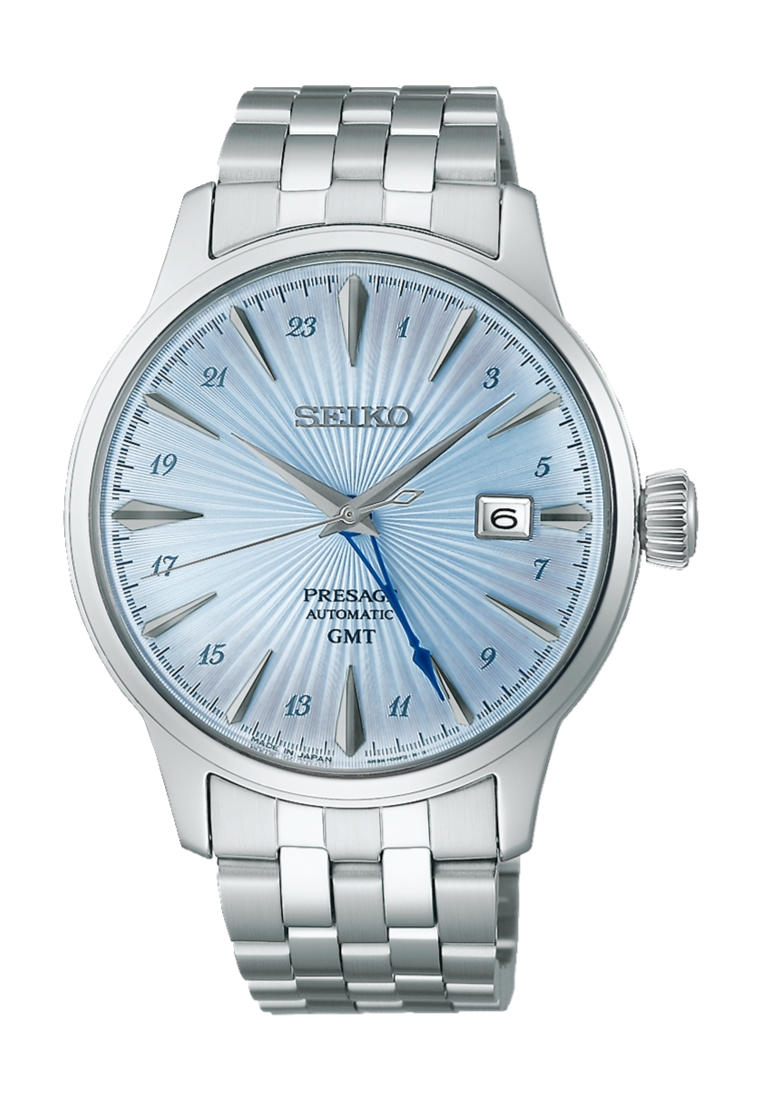 Seiko Seiko Presage ‘Skydiving’ Cocktail Time GMT Ice Blue Dial Stainless Steel Band Automatic Watch