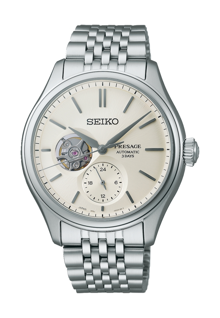 Seiko Seiko Presage Classic Series Semi-Skeleton ‘Shiroiro’ Open Heart Design Stainless Steel Band A