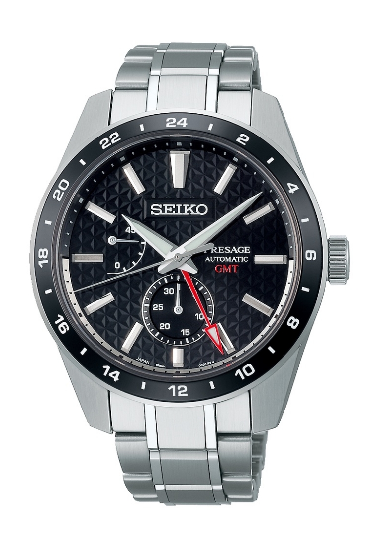 Seiko Seiko Presage Sharp Edged Series GMT Black Dial Power Reserve Indicator Automatic Watch SPB221