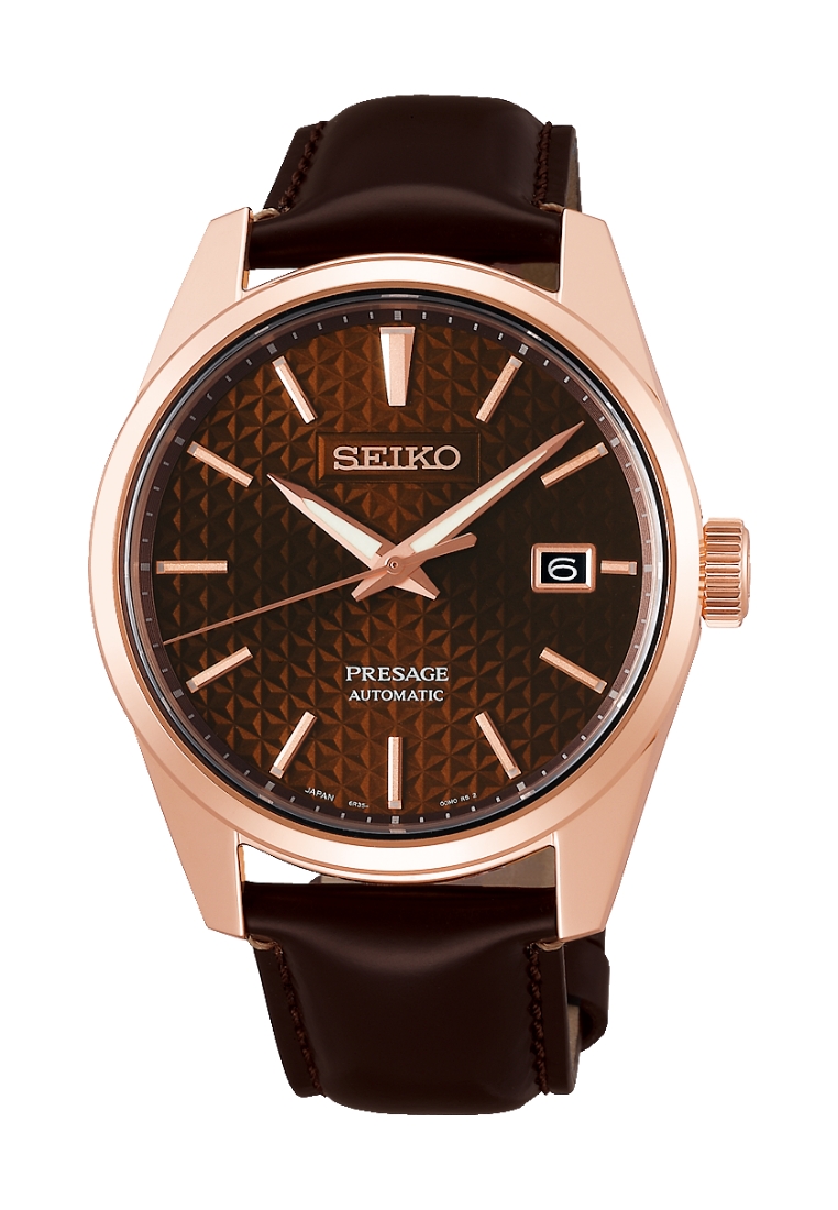 Seiko Seiko Presage Sharp Edged Series Brown Dial Dark Brown Leather Band Automatic Watch SPB170J1