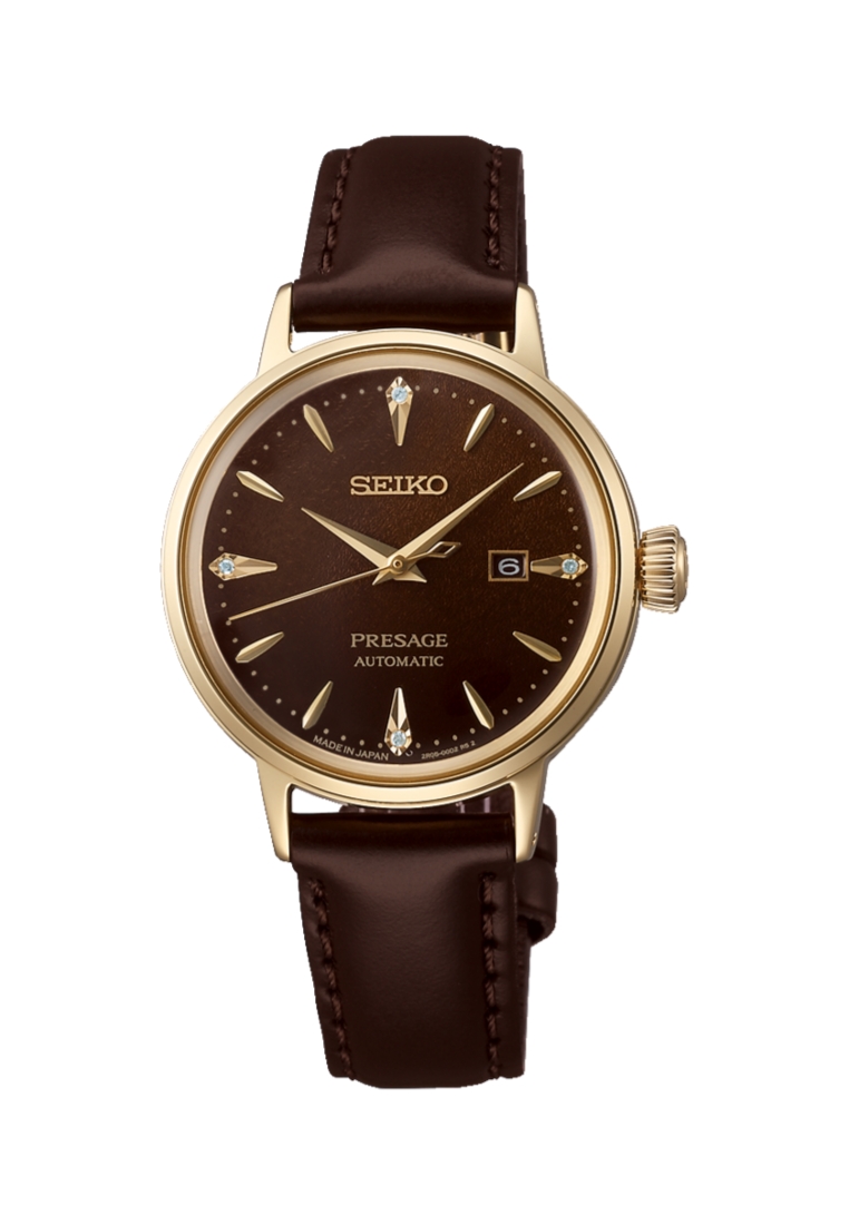 Seiko Seiko Presage Cocktail Time ‘Jamaican Coffee’ Diamond-Set 30mm Dark Brown Gradation Dial Leath