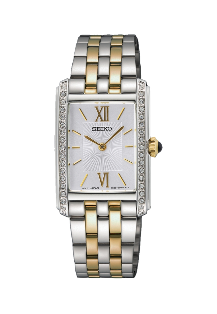 Seiko Seiko Lady Classic Collection Rectangle Case Silver Dial Two-Tone Stainless Steel Band Quartz 