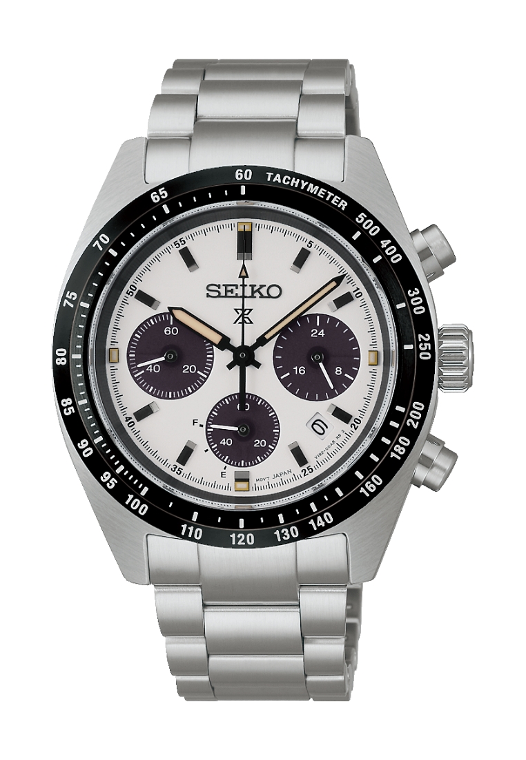 Seiko Seiko Prospex Speedtimer In Monochrome White Dial Three-Link Stainless Steel Band Solar Chrono