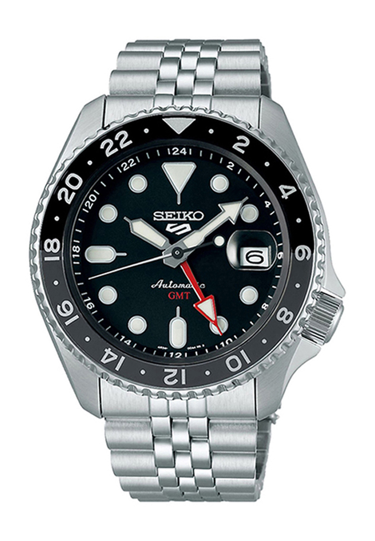 Seiko GMT SSK001K1 Automatic Men's Watch | Black Dial with Silver Stainless Steel Band