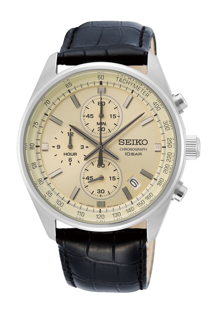 Seiko Seiko Gent SSB383P1 Conceptual Regular Series Champagne Dial Black Leather Band Chronograph Qu