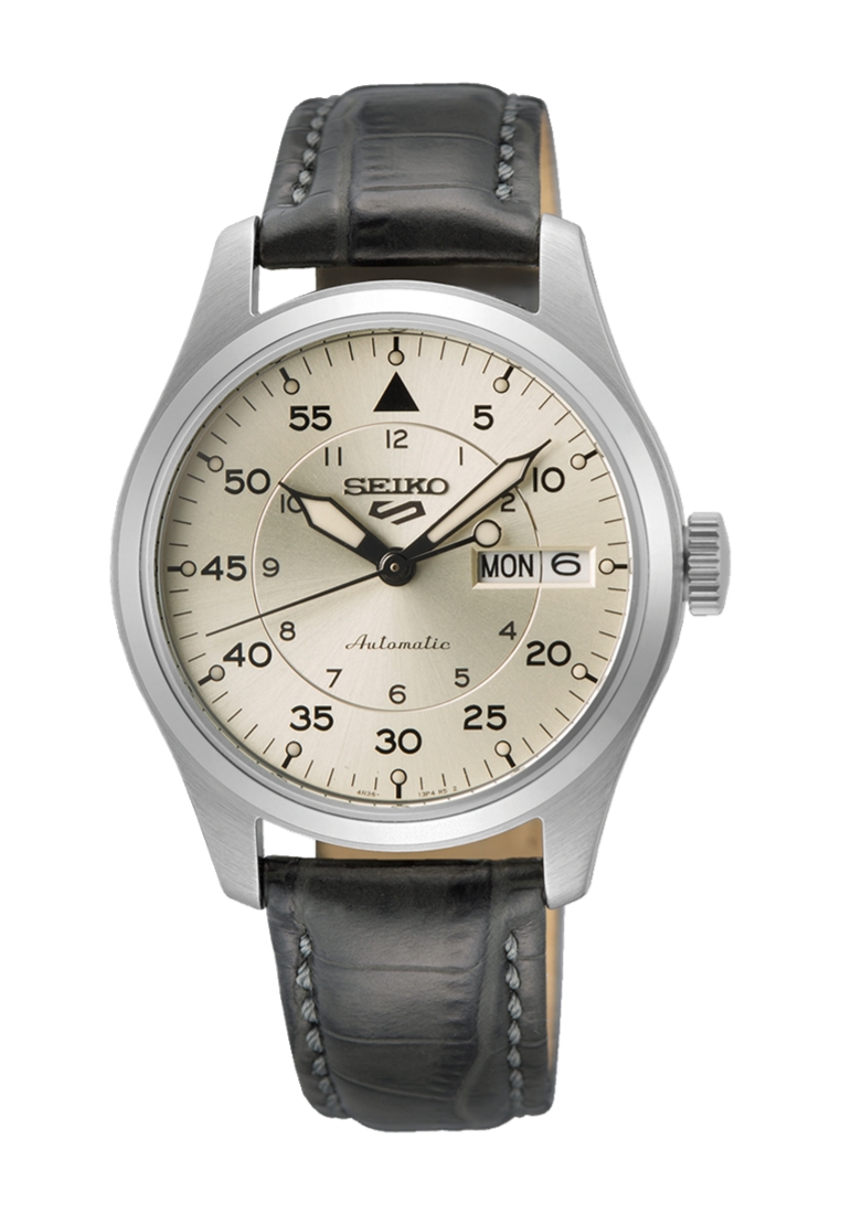 Seiko Seiko 5 Sports Field Series ‘Champagne Flieger’ Suit Style Champagne Dial Grey Leather Band Au