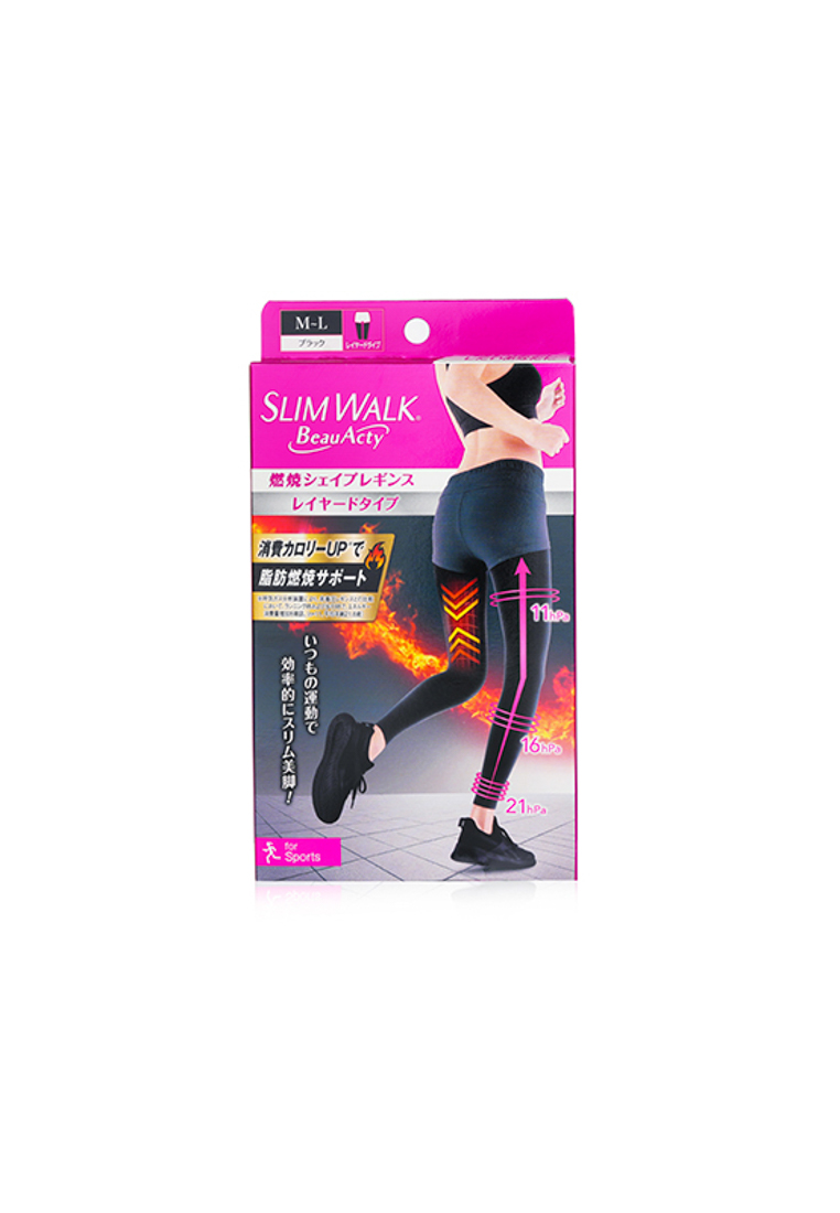 SlimWalk SLIMWALK - Compression Leggings with Taping Function for Sports - #Black (Size: M-L) 1pair