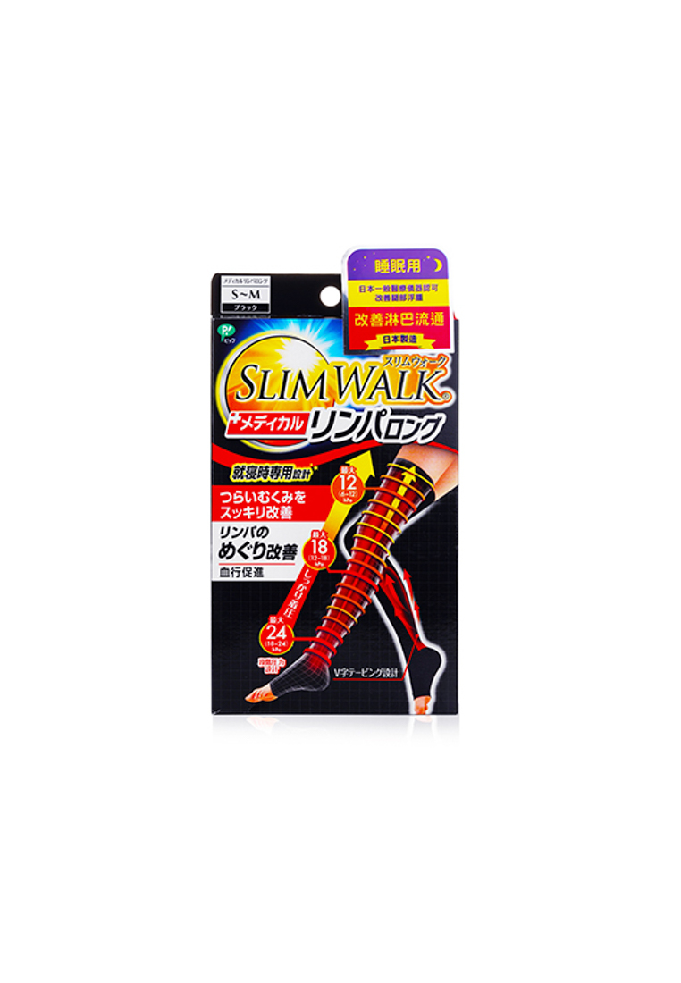 SlimWalk SLIMWALK - Medical Lymphatic Compression Socks, Long Type - # Black (Size: S-M) 1pair