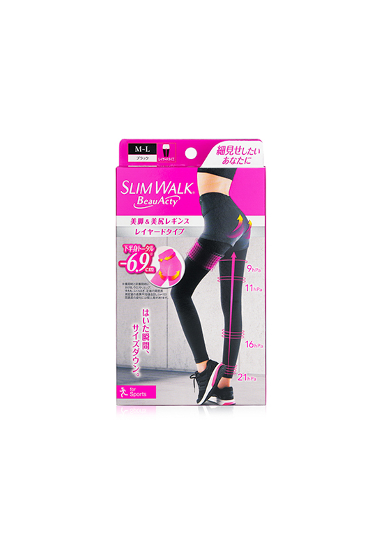SlimWalk SLIMWALK - Compression Leggings for Sports (Sweat-Absorbent, Quick-Drying) - # Black (Size: