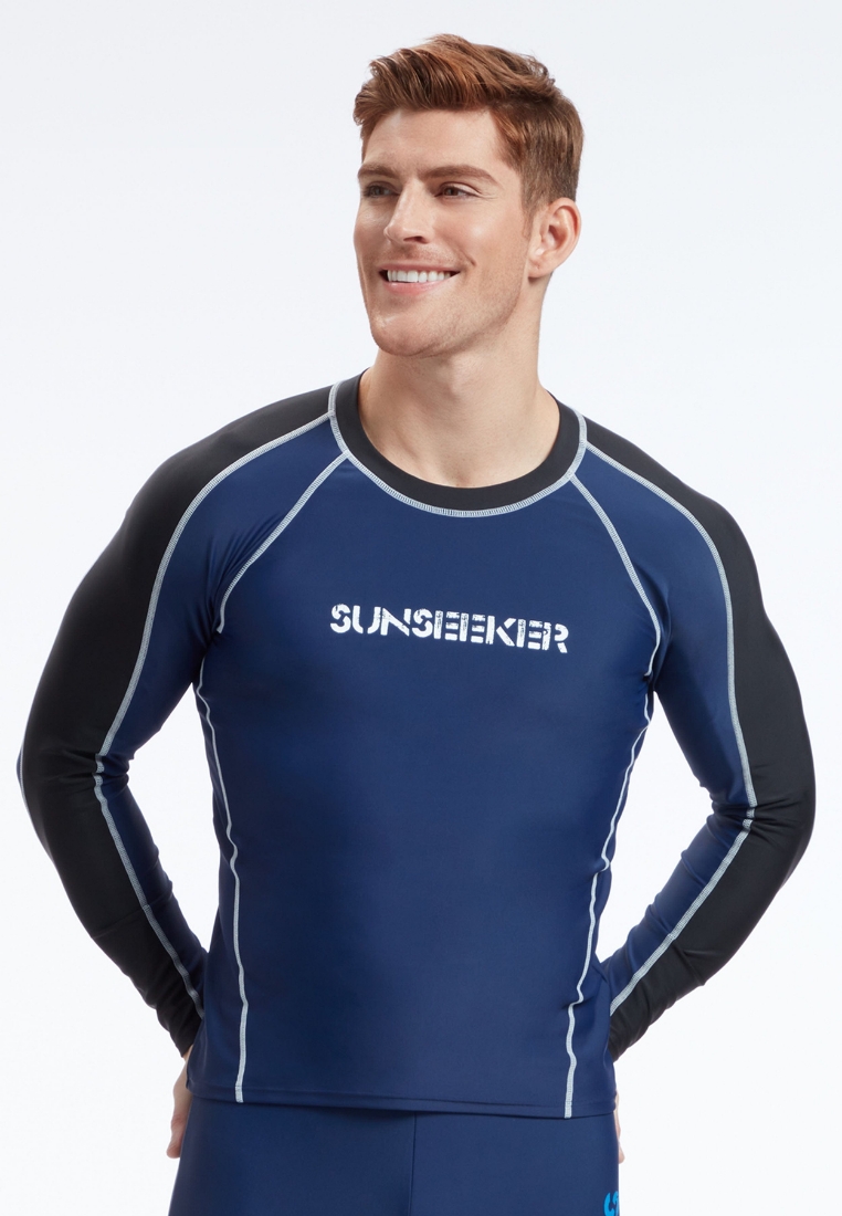 Sunseeker Men Manner Raglan Navy Long Sleeves Rash Guard