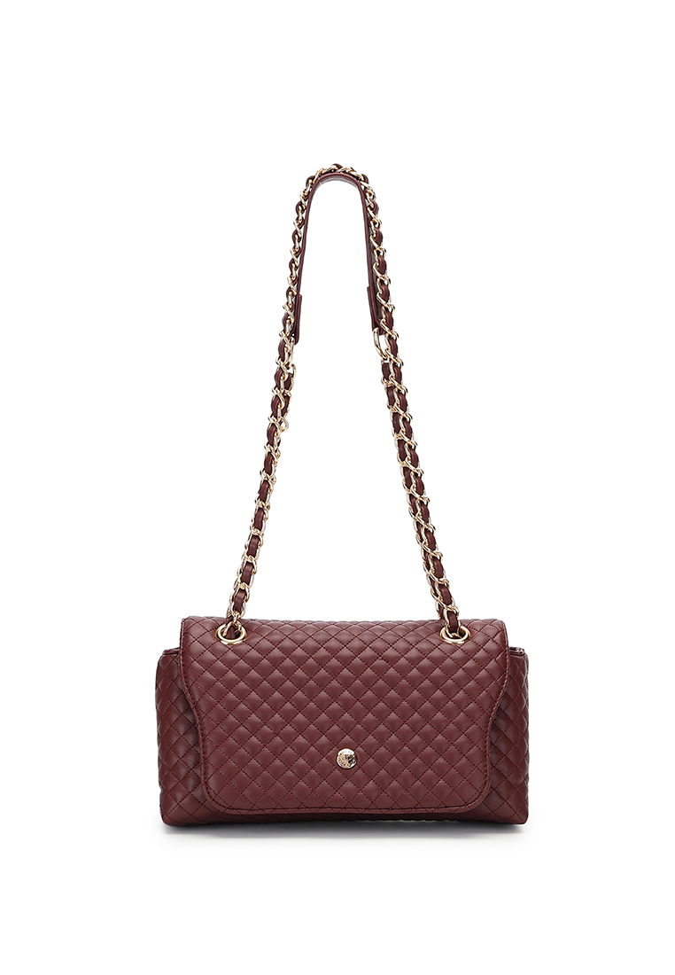 Swiss Polo Women's Quilted Sling Bag / Crossbody Bag - Wine Red