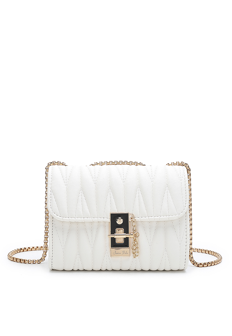 Swiss Polo Chain Handbag - White