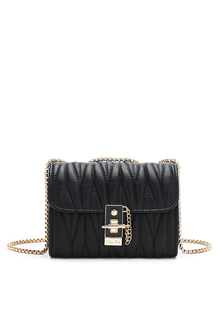 Swiss Polo Chain Handbag - Black