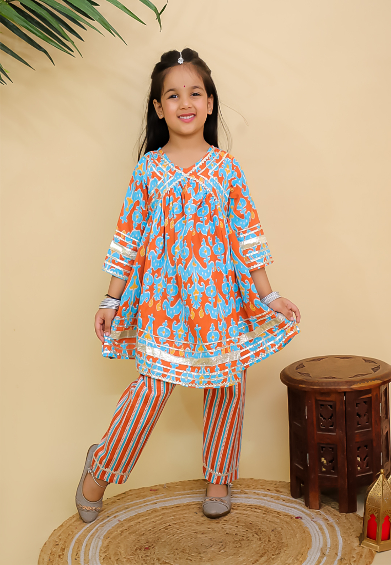 THE MOM STORE The Mom Store Rustic Roots Girls Anarkali Kurta Set - Multi