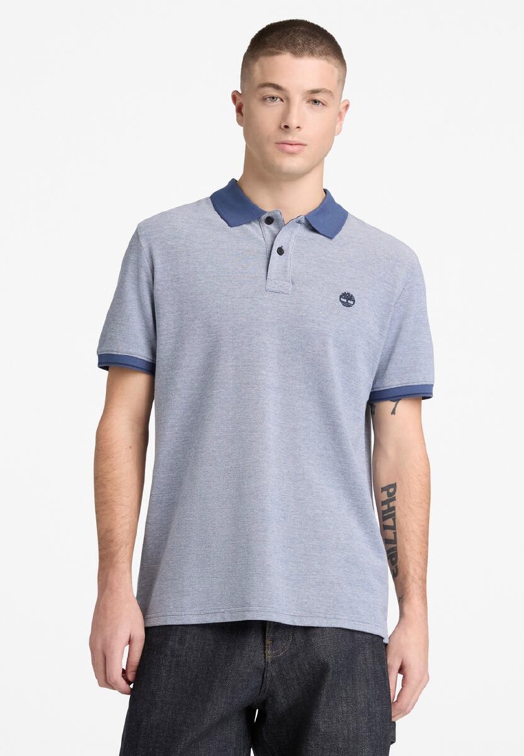 Timberland Men's Logo Oxford Short Sleeve Polo