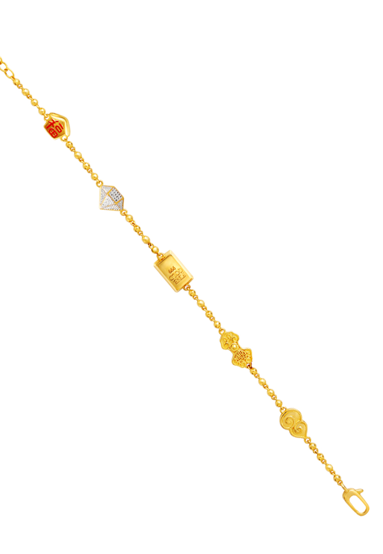 TOMEI TOMEI Five Blessings Treasure Bracelet, Yellow Gold 916